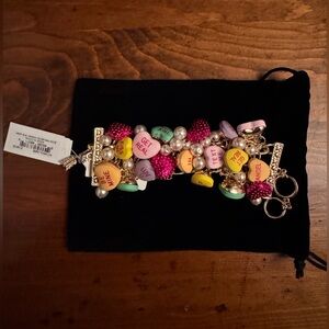 Betsey Johnson Valentines Day Think Pink Sweetheart Bracelet Conversation Hearts